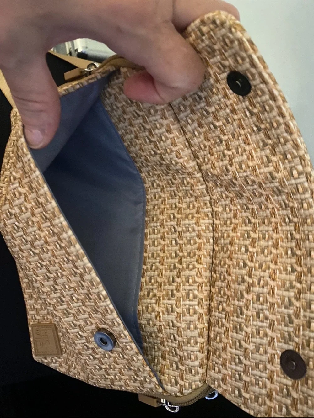 Beige Woven Crossbody Bag Neutral Travel Organizer